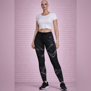 Adidas Climacool Running Leggings XS Black Pattern Mesh Panels Tight Fit